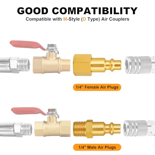 UNWAVER 1/4" NPT Brass Female Air Hose Quick Connect Adapter Kit-20PCS - style: U-QZFM
