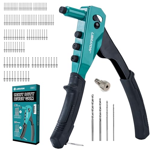 LIBRATON Rivet Gun Kit, Pop Rivet Gun, Heavy Duty Rivet Tool, Hand Riveter - size: 120-Rivet Automotive Kit