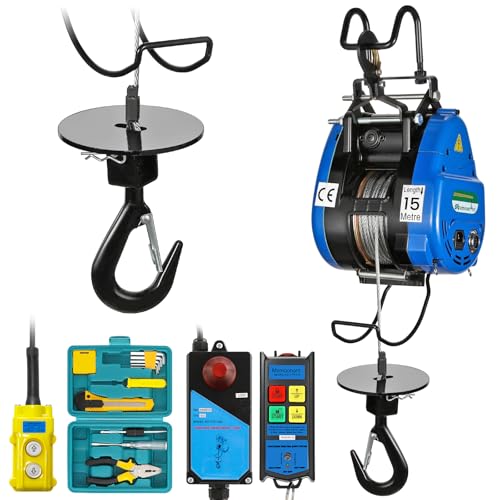 Mxmoonant 2 in 1 Fast Electric Hoist, 49ft Lifting Height, Pendant & Remote