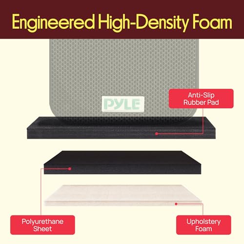 Pyle Sound Dampening Speaker Riser Foam - Audio Acoustic Noise Isolation Platform Pads Recoil Stabilizer w/ Rubber Base Pad For Studio Monitor, Subwoofer, Loud Speakers - PSI15 (15 x 15 x 1.8 Inch)