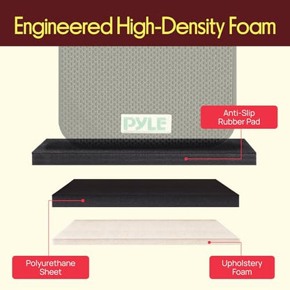 Sound Dampening Speaker Riser Foam - 15” x 15” Audio Acoustic Noise Isolation Platform Pads Recoil Stabilizer w/Rubber Base Pad For Studio Monitor, Subwoofer, Loud Speakers - size: 15.0" x 15.0" - inches