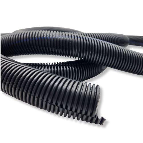 567ITG 3/8" x 25ft Split Wire Loom Tubing Black Plastic Convoluted Conduit - size: 25 FT 3/8 Loom