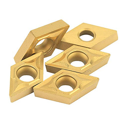 DCMT Carbide Insert Turning Blades, 10-Piece Set with PVD Coating for High Precision CNC Lathe Cutting Tools Suitable for Steel and Cast Iron Machining