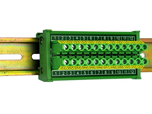DIN Rail Mount 30A/300V 12 Position Screw Terminal Block Distribution Module