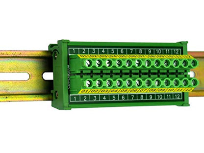 DIN Rail Mount 30A/300V 12 Position Screw Terminal Block Distribution Module
