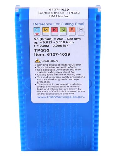 Accusize Industrial Tools TPG32(TPGN1603) Tin Coated Carbide Inserts, T Shaped, 10 Pcs/Box, 2127-1029x10 - size: TPG32(TPGN1603 with Sharp Edge)