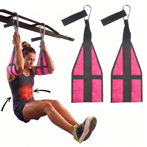 Hanging Ab Straps for Pull Up Bar,Gym Ab Sling Straps for Arm Pull up Workout Support for Training Knee and Leg Raises - color: Pink