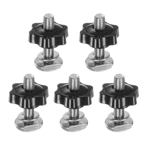 HARFINGTON 5Set T Track Bolts Knob Kit M10 x 45mm Threaded Bolts M10 x 38mm Hex Hand Nut Clamping Knob with Washer for Woodworking Jigs and Fixtures, Black - color: Black, size: M10 x 45mm/M10 x 38mm