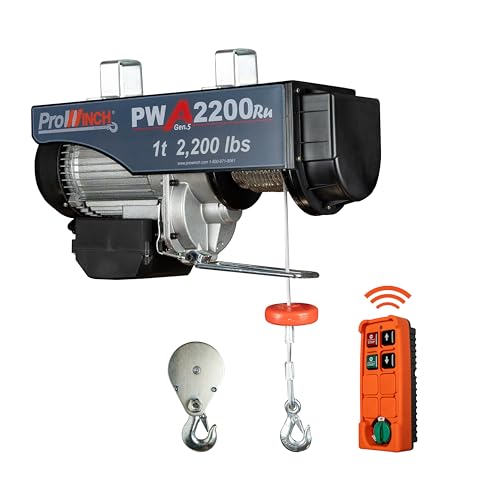 Prowinch Electric Hoist, 110V/120V, 2200lbs Lifting Capacity, 38ft Lifting Height, Wireless Remote Control, Upper & Lower Limit Switches for Home Improvement, Warehouse Clearance, Garage Hoist System - size: 2200 lb Wireless Remote