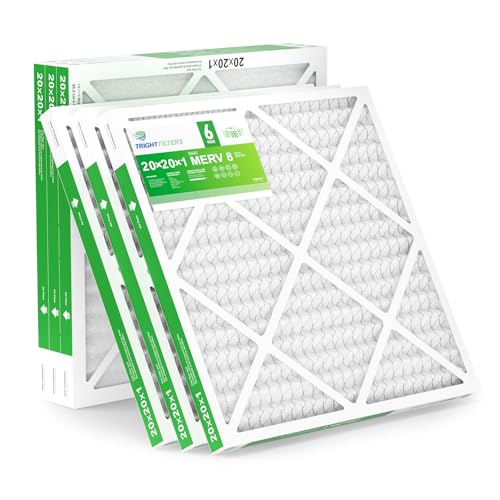 TRIGHTFILTERS 20x20x1 Air Filter 6 Pack, Durable MERV 8 Pleated Home HVAC AC Furnace Filters, Lightweight Compact Air Conditioner Filter Replacement - size: 20x20x1-6pack