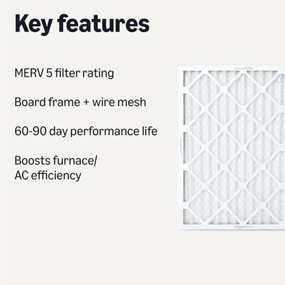 Amazon Basics MERV 5 AC Furnace Air Filter, 20x25x1 inches, 6-Pack (Actual size: 19.75" x 24.75" x 0.75") - style: Merv 5