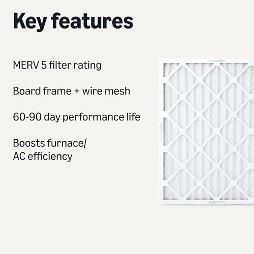 Amazon Basics MERV 5 AC Furnace Air Filter, 20x25x1 inches, 6-Pack (Actual size: 19.75" x 24.75" x 0.75") - style: Merv 5
