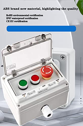 E-Stop Start Stop Push Button Station w/Lockable Cover, Green/Red IP67 - color: Red/green instantaneous emergency stop switch box