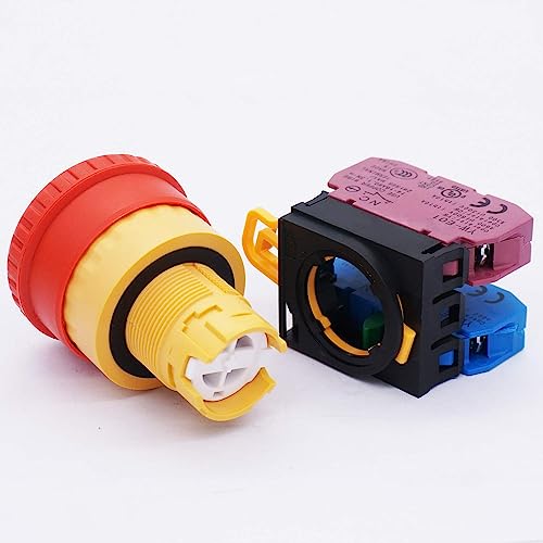 TWTADE/Red Mushroom Cap 1NO 1NC DPST Emergency Stop Push Button Switch AC 660V 10A YW1B-V4E11R - color: Red/YW1B-V4E11R, size: 1NO 1NC