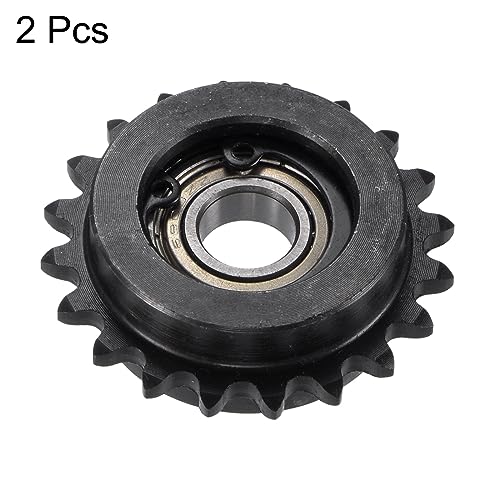 uxcell #25 Chain Idler Sprocket, 10mm Bore 1/4" Pitch 20 Tooth Sprocket Tensioner, C45 Carbon Steel 25 Roller Chain Sprocket with Bearing for ISO 04C Chain, 2Pcs - size: 33mmx10mm