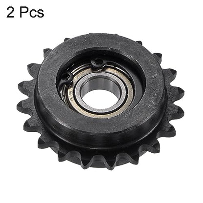 uxcell #25 Chain Idler Sprocket, 10mm Bore 1/4" Pitch 20 Tooth Sprocket Tensioner, C45 Carbon Steel 25 Roller Chain Sprocket with Bearing for ISO 04C Chain, 2Pcs - size: 33mmx10mm