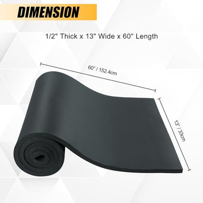1/2" x 13" x 60" Neoprene Sponge Foam Rubber Roll Without Adhesive - size: 1/2" Thick x 13" Wide x 60" Length