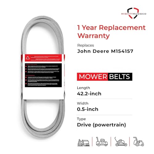 MightyRugged M154157 Drive Belt for John Deere Z425 Z445 Z465 EZtrak - size: 42.2 in x 1/2 in