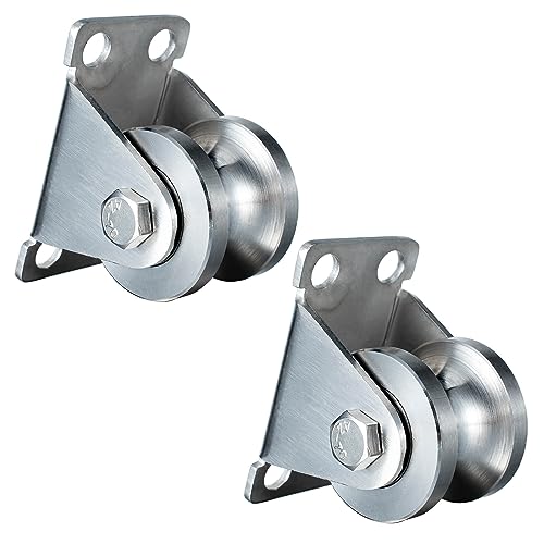 Cable Pulley Wheel Wall Mount, Duplex Bearings, Stainless Steel Rope Pulley for Pulley System, Sliding Gate, 2 Pack - size: 32mm_2 PCS