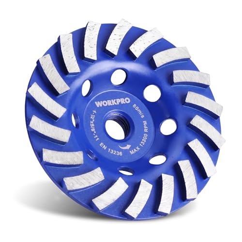 WORKPRO 4.5" Spiral Turbo Diamond Grinding Cup Wheel for Concrete - size: 4.5INCH(Single Row)
