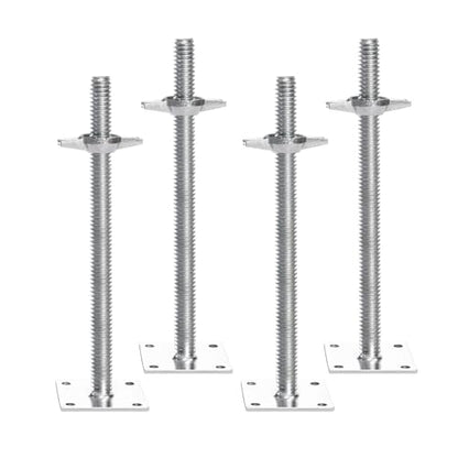 VEVOR 4-Pack Adjustable Leveling Jacks, 18.2 In Adjustable Height & 3307lbs/1500kg Total Load Capacity Scaffold Jacks Feet, Solid Carbon Steel Screw Jacks for Baker-Style Scaffolding Equipment, Silver