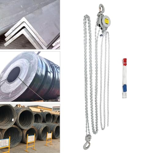 DYNAMI Hand Chain Hoist,Aluminum Alloy Manual Lever Chain Hoist,Thickened Chain, Dual Pawl Brakes, 2 Heavy-Duty Hooks,Lifting Capacity 3T,Chain Length 6M,Strap Length 2M,Strap Capacity 2T - style: 3T