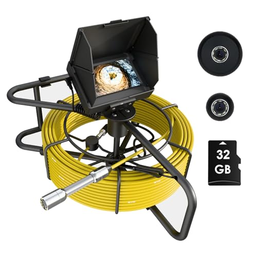 Sewer Camera 10m/32ft, 4.3" Pipe Snake Camera with DVR Function, Drain Plumbing Inspection with LED Light, 17mm/0.67in Waterproof Industrial Endoscope for Home Wall Duct Drain Pipe (10m/32ft)