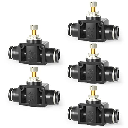 TAILONZ 6mm OD SCF-6 Air Flow Control Valve Push-to-Connect Fitting 5PCS - size: 6mm/Black/5PCS