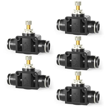 TAILONZ 6mm OD SCF-6 Air Flow Control Valve Push-to-Connect Fitting 5PCS - size: 6mm/Black/5PCS