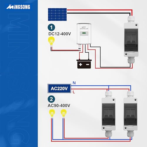Solar Panels Disconnect Switch 25Amp DC Solar Shut Off Switch 400V 2 Poles Outdoor AC Small Miniature Circuit Breaker Box, IP65 Waterproof UV-Proof for PV Homes - style: 25A
