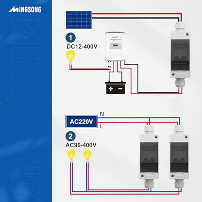 Solar Panels Disconnect Switch 25Amp DC Solar Shut Off Switch 400V 2 Poles Outdoor AC Small Miniature Circuit Breaker Box, IP65 Waterproof UV-Proof for PV Homes - style: 25A