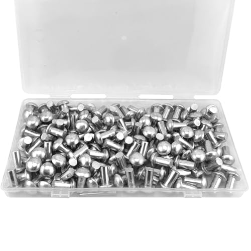 ALLCLEAN 1/4" Diameter X 1/2" Length Solid Aluminum Brazier Head Rivets,Aluminum Boat Rivets,Round/Dome Head Rivet,Pack of 130 - size: 1/4" x 1/2"