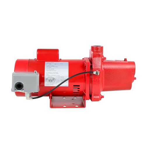 602208 RJS-100-PREM 1 HP, 23 GPM, 115/230 Volt, Premium Cast Iron Shallow Well Jet Pump, Red