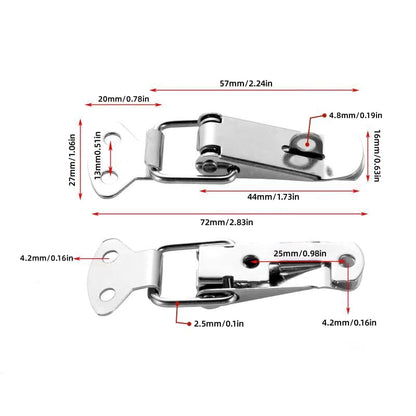 Latch, Stainless Steel Spring Loaded Toggle Latch,With locking hole, Silver Catch Hasp Clamp Clip Lock with for Cabinet, Wooden Case, Box (6 Pack)