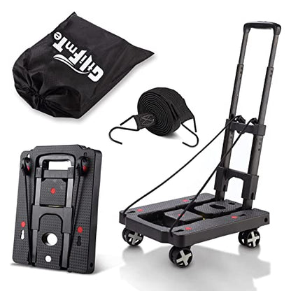 GtIiFmTe Foldable Hand Truck, Lightweight Luggage Cart for Airport Car Seat - size: 4 Wheels-Non Stretchable