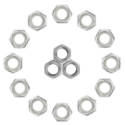 16 Pieces 1/2"-13 Nylon Insert Hex Lock Nuts, 304 Stainless Steel - size: 1/2-13 (16 pcs)