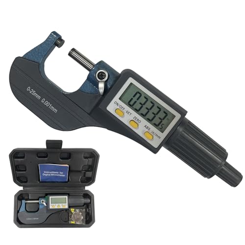 Digital Outside Micrometer, MFQNENLK Digital Electronic Display Micrometer 0-1"/0-25mm, Professional Inch/Metric Measuring Tool 0.00005"/0.001 mm, with Protective Case & Battery