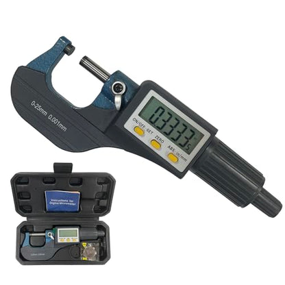 Digital Outside Micrometer, MFQNENLK Digital Electronic Display Micrometer 0-1"/0-25mm, Professional Inch/Metric Measuring Tool 0.00005"/0.001 mm, with Protective Case & Battery