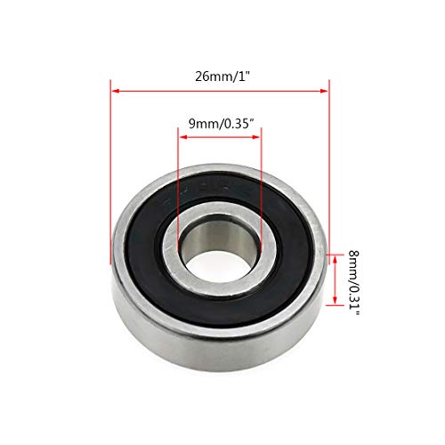 629RS Ball Bearing Rubber Double Sealed Deep Groove Ball Bearing 9mm x 26mm x 8mm- 10pcs - size: 9 x 26 x 8mm