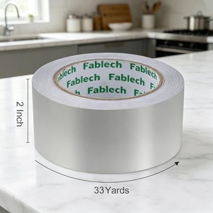 Aluminum Foil Tape, 2 Inch Width x 33 Yards (99ft), Silver High Temperature Foil Tape, Waterproof HVAC Duct Tape for Ductwork, Metal Repair & Dryer Vent - size: 2"×33Y