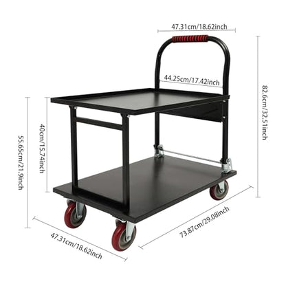 700LBS Heavy Duty Push Cart Dolly Foldable Moving Cart Flatbed Cart