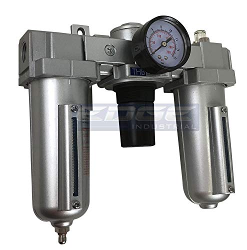 Heavy Duty Industrial Rated 3 Stage Combination Filter Regulator Lubricator AIR LINE PARTICULATE Filter Moisture Trap Lubricator Oiler Regulator Clean AIR Tools (3/4" NPT, 5oz Bowl) - style: 3/4" NPT, 5oz BOWL