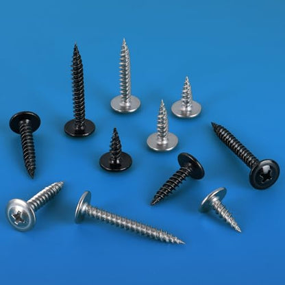 VGBUY 140Pcs #8 x 1-1/4 Inch Wood Screws Phillips Modified Truss Head Stainless Steel 410 Quick Metal Self Tapping Screws,Black Zinc Plated - color: Black, size: #8 x 1-1/4 inch
