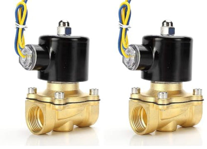 Beduan Brass Electric Solenoid Valve, 1/2" 12V Air Valve Normally Colsed for Water Air Gas Fuel Oil (Pack of 2) - size: DC12V (Pack of 2), style: 1/2"NPT
