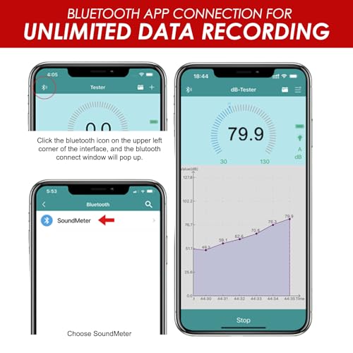 Decibel Meter Wireless Sound Decibel Meter with App Data Logging Bluetooth Portable Sound Level Meter 30~130dBA High Accuracy SPL Meter for Classroom, Office, Home and etc. - color: Bluetooth Sound Level Meter
