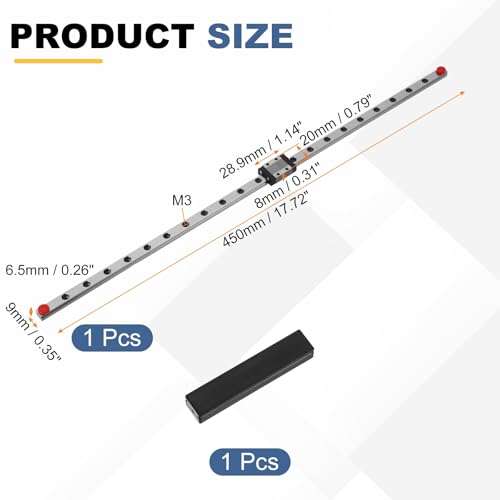 uxcell MGN9 450mm Linear Sliding Rail Guide Linear Motion Guideway - size: 450mm