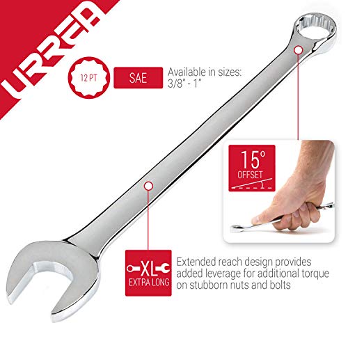 URREA 1222L 11/16-Inch Extra Long Combination Wrench