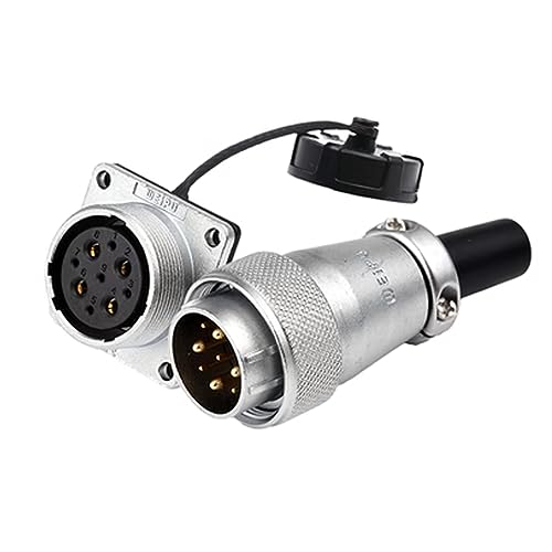 WS24 9 Pin Connector Male Female Aviation Circular Power Electrical Dustproof Industrial Metal Corrosion Resistance 18 AWG Wire 5A 25A - size: 9 pin 25A/5A