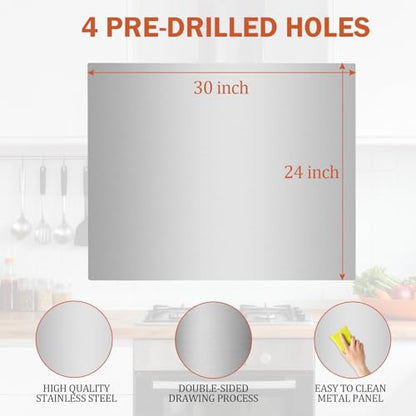 ONEEON Stainless Steel Backsplash ，24 x 30 Inch Range Hood Stove Backsplash Back Stainless Steel Sheet for Kitchen 2 Pack - size: 24" x 30" 2PCS