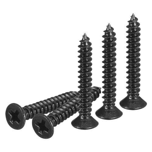 DTGN 100Pcs #4x3/4 Flat Head Wood Screws, 304 Stainless Steel Phillips Self Tapping Screws - Good for Woodworking, Furniture - Black - color: Black, size: #4x3/4"